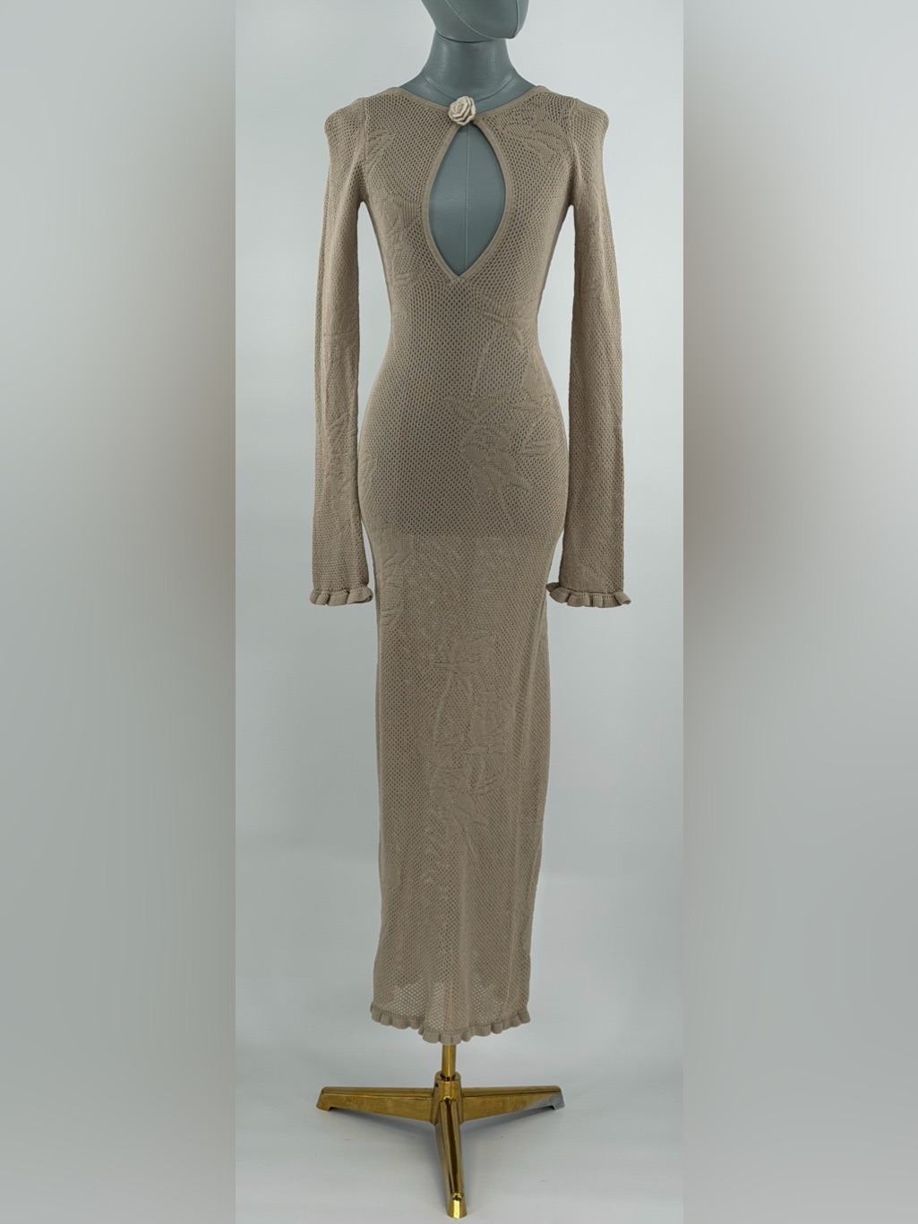 Mirror Palais Nwot Rose Pointelle Crochet Knit Dress, Kitten Grey - Sz Xs — image 2 of 8